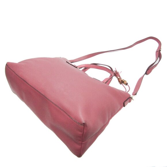 GUCCI Pink Leather Bamboo Shoulder Bag - Picture 2 of 16